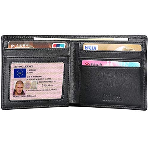 Hoobest RFID Blocking Genuine Leather Wallet, Men Slim Wallets with RFID Block Technology,Stop Electronic Pick Pocketing-Travel Wallet