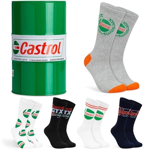 Get Trend Castrol Men’s Socks Pack of 5, Multi-Colour Breathable Soft-Knit Sports Work Casual Socks for Teens, Gifts for Men