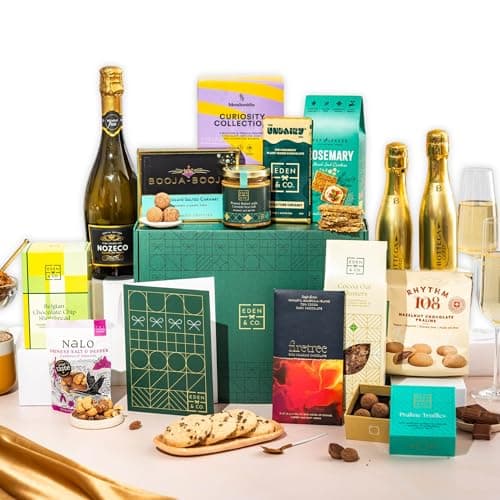 Premium Gift Hamper Basket, Luxury Gourmet Gifts for Women or Couples, The Perfect Family Hamper by EDEN & CO - Plus 2 Prosecco
