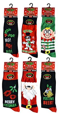 6x Pairs of Mens or Ladies Christmas Novelty Design Socks **Fantastic Gift Idea** (Mens)