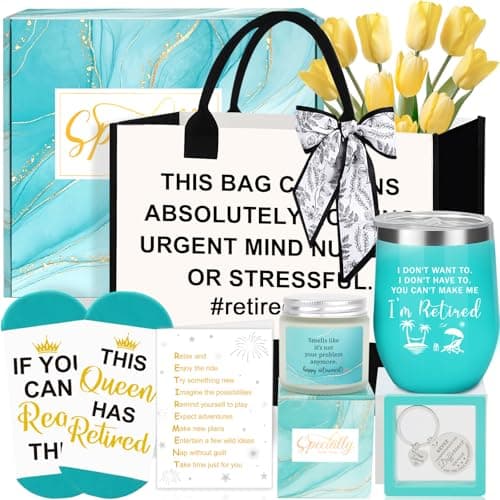 Retirement Gifts for Women 2025, Happy Funny Retirement Gifts for Women Retirees Teachers Nurses Boss Friends Mom Grandma, Coworkers Farewell Leaving Going Away Gift with Canvas Tote Bag