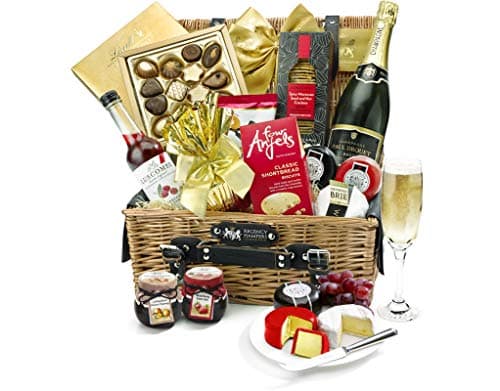Premium Champagne Gift Set - Eton Hamper with Paul Langier, Cheddar Truckles, Organic Brie, Puff Pastry Twists, Swiss Chocolates - Birthday Champagne Gifts for Her, from Regency Hampers