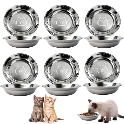 6Pcs Cat Bowls Stainless Steel Cat Bowl, Whisker Fatigue Cat-Food Bowl Metal Cat-Water-Bowl Cat-Dishes and Bowls Dog-Bowls for Small Dog Hedgehog Hamster Rabbit Guinea Pig Kitten Puppy Pet-Cats