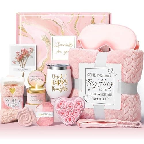 Birthday Gifts for Women, Pamper Gifts for Her, Self Care Gifts Get Well Soon Gifts - Rose Relaxing Spa Gifts Basket Care Package, Unique Gifts for Best Friends, Sister, Mum, Wife