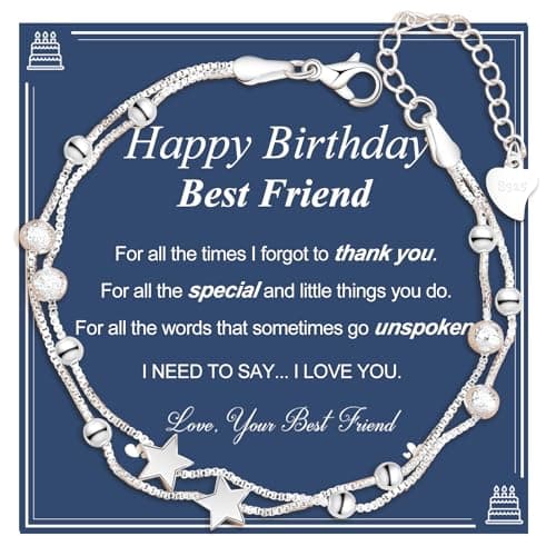 CheersLife Best Friend Bracelet Gifts,Best Friend Birthday Gifts Friendship Gift for Women Girls Her,Birthday Gift for Women Friends Silver Bracelet
