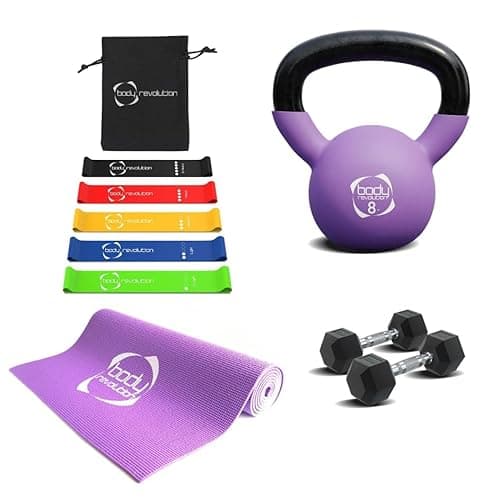 Home Workout Set Dumbbells Kettlebell Yoga Mat and Resistance Bands Strength Training Home Gym Fitness Exercise Equipment Bundle