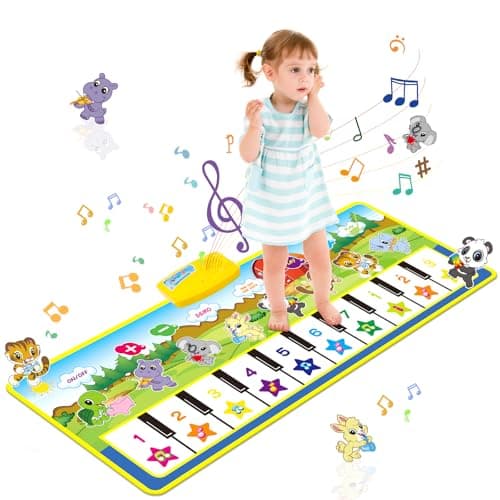 m zimoon Kids Piano Mat, Piano Music Mat Dance Mats Touch Play Mats Floor Keyboard Musical Carpet Mat Gift Toys for 2 3 4 5 6 Years Old Kids Boys Girls Toddlers (100 × 36 cm)