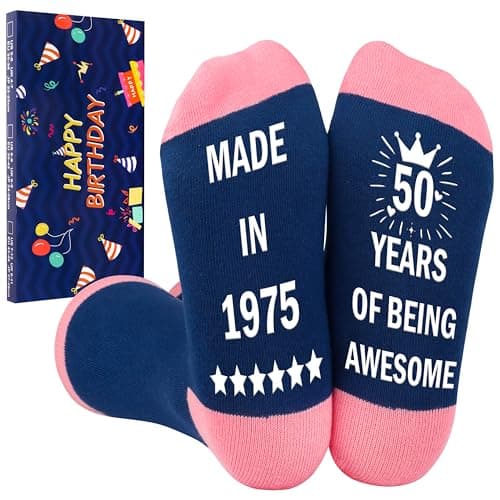 Belloxis 50th Birthday Gifts for Women Grip Socks 50 Birthday Gifts for Women Mum Cosy Cotton Socks