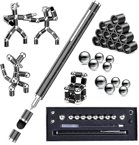 Waksox Fidget Pen - Christmas Stocking Fillers, Birthday Secret Santa Gift for Teenager Boys Girls 8-15 Years Old, Anxiety Relief Toy Cool Gadgets Fidget Toy (Black)