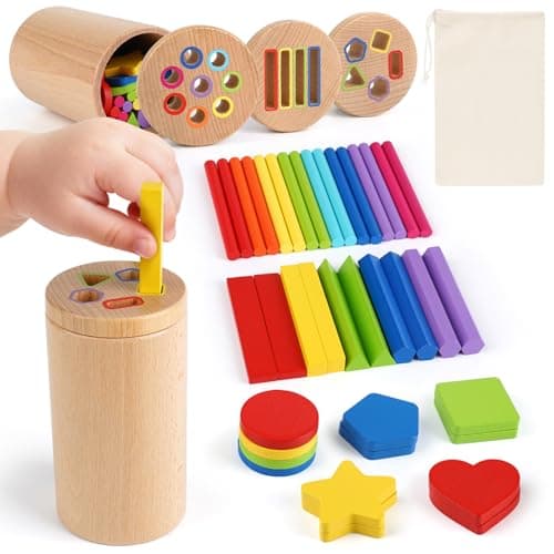Vanplay Montessori Toys for 1 2 3 Year Old Travel Toys Educational Toys for 2-3 year olds Wooden Toddler Toys Color Sorting Fine Motor Skills 1 2 3 Year Old Girl Boy Gifts